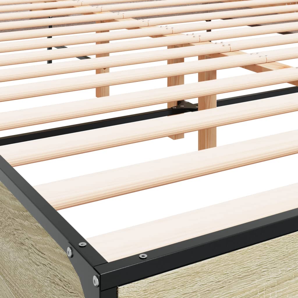 Okvir za krevet boja hrasta 150x200cm konstruirano drvo i metal