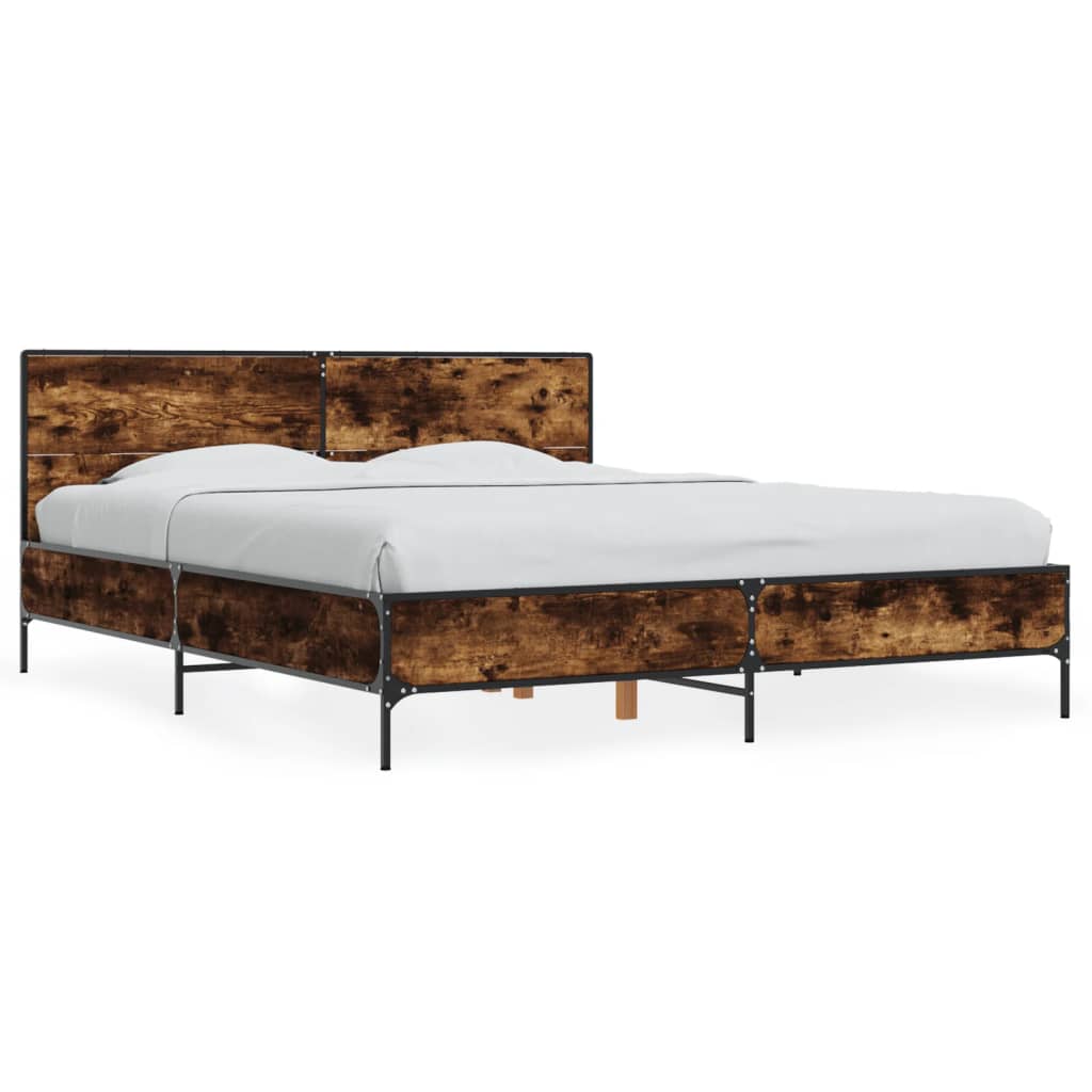 Okvir za krevet boja hrasta 150x200cm konstruirano drvo i metal