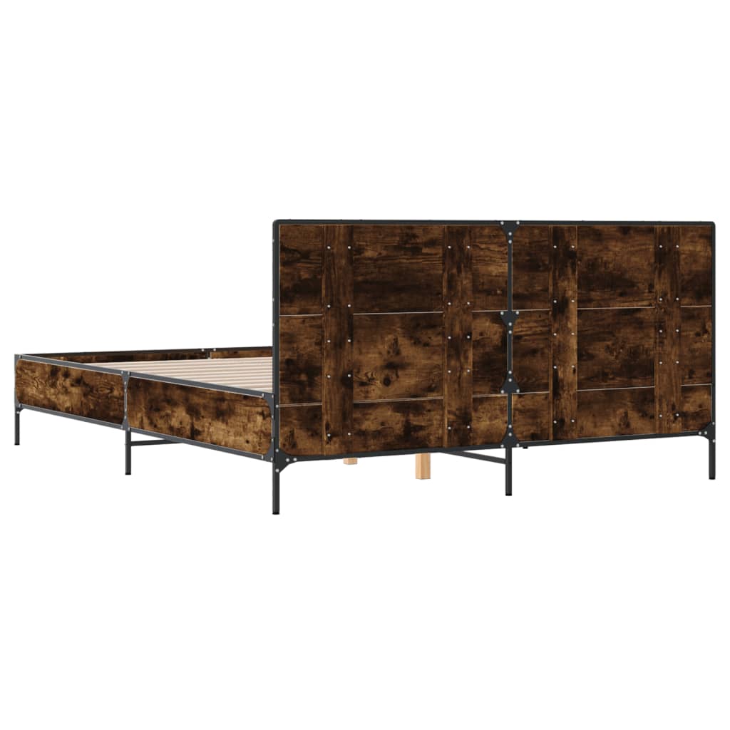 Okvir za krevet boja hrasta 150x200cm konstruirano drvo i metal
