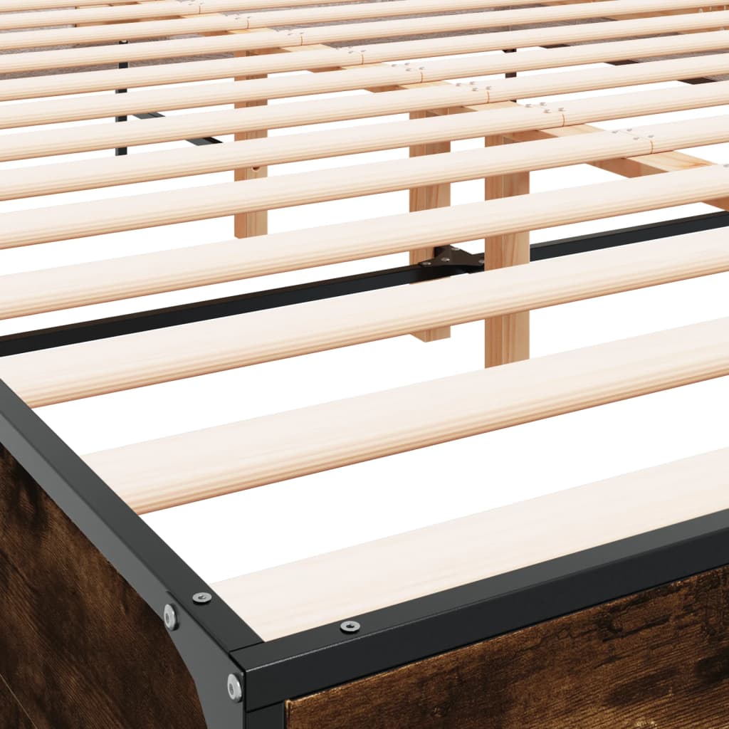 Okvir za krevet boja hrasta 150x200cm konstruirano drvo i metal