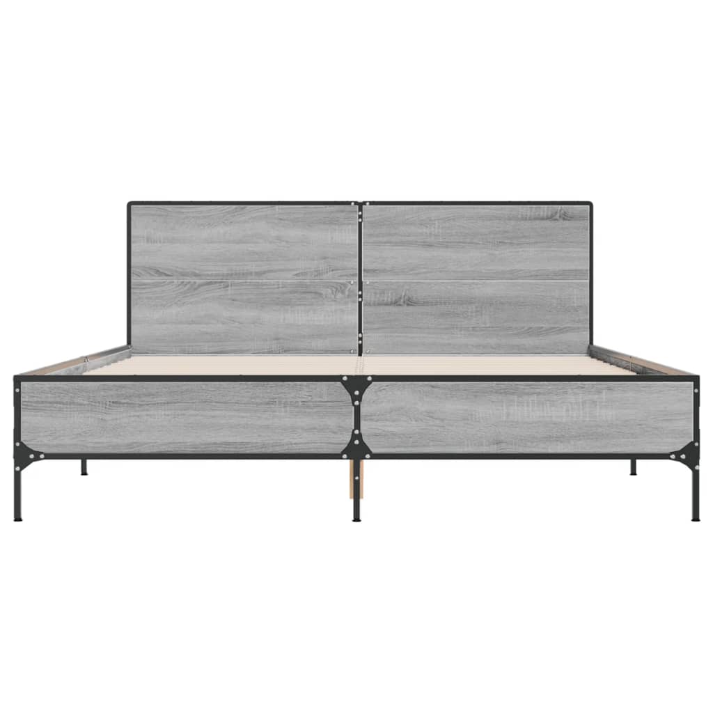 Okvir za krevet boja hrasta 150x200cm konstruirano drvo i metal