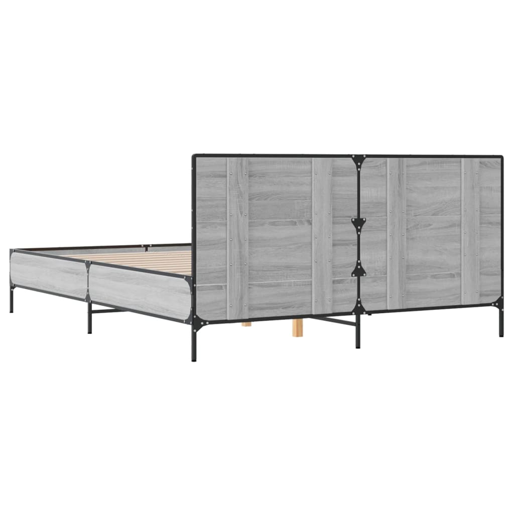 Okvir za krevet boja hrasta 150x200cm konstruirano drvo i metal
