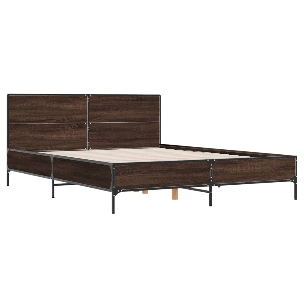 Okvir za krevet smeđi hrast 150x200cm konstruirano drvo i metal