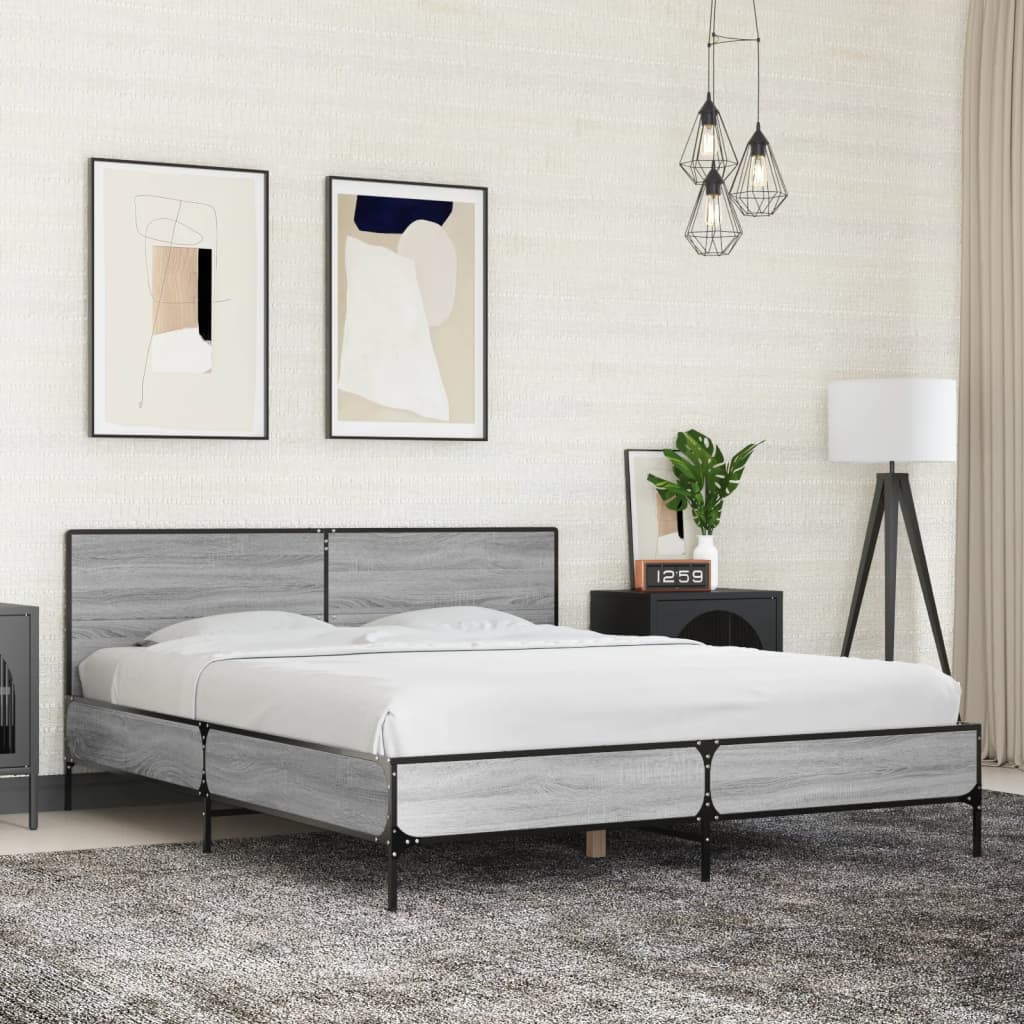 Okvir kreveta boja hrasta 160x200 cm konstruirano drvo i metal