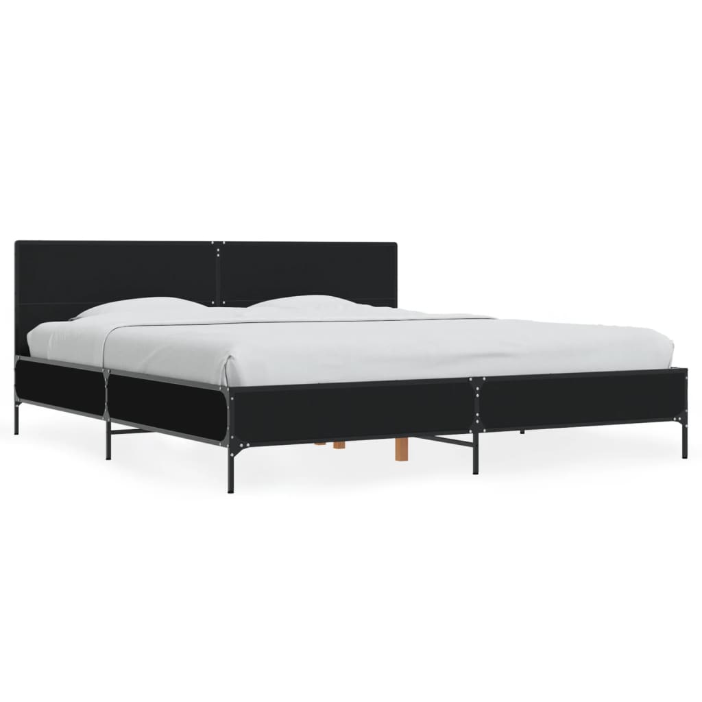 Okvir za krevet crni 180 x 200 cm konstruirano drvo i metal