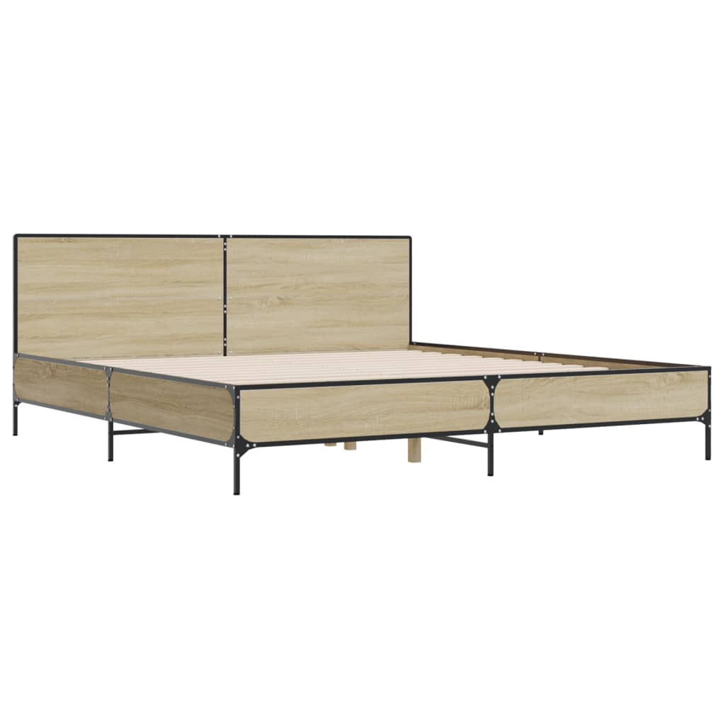 Okvir za krevet boja hrasta 200x200cm konstruirano drvo i metal
