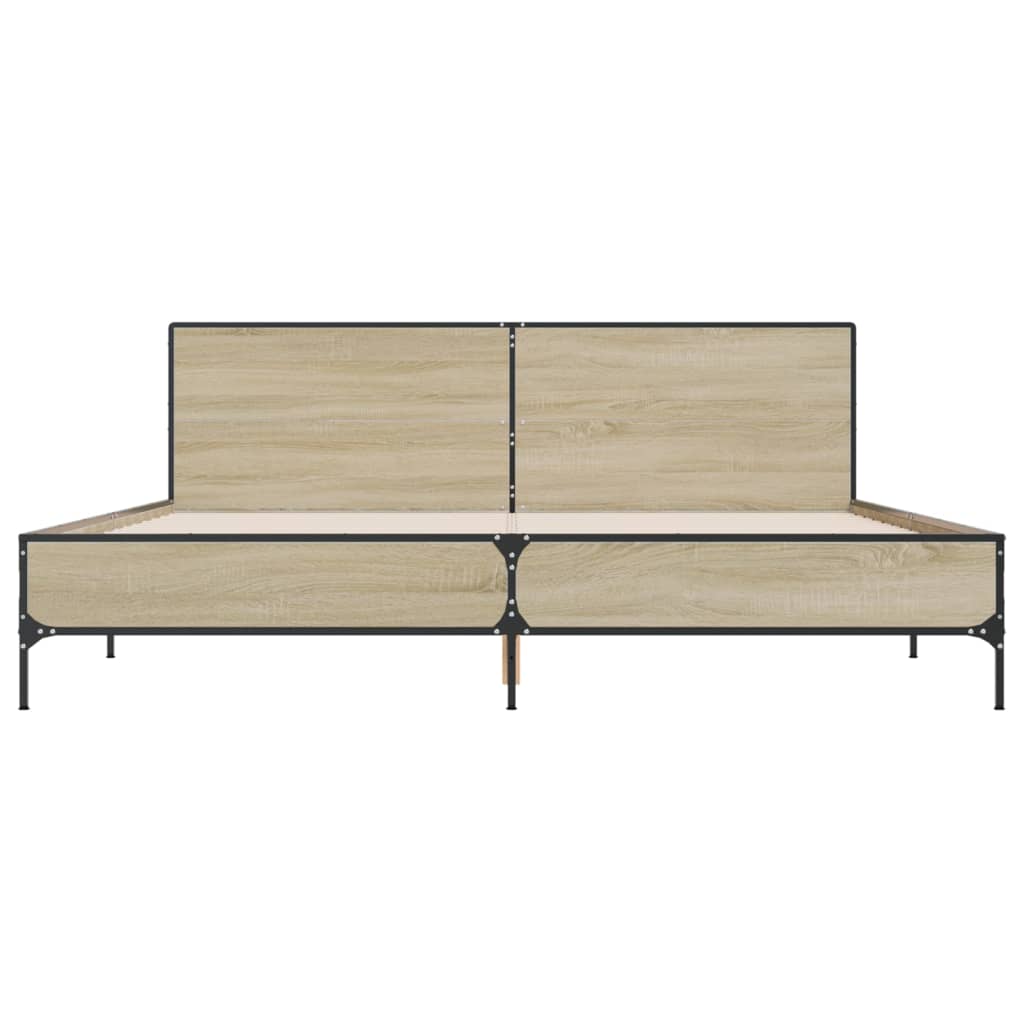 Okvir za krevet boja hrasta 200x200cm konstruirano drvo i metal