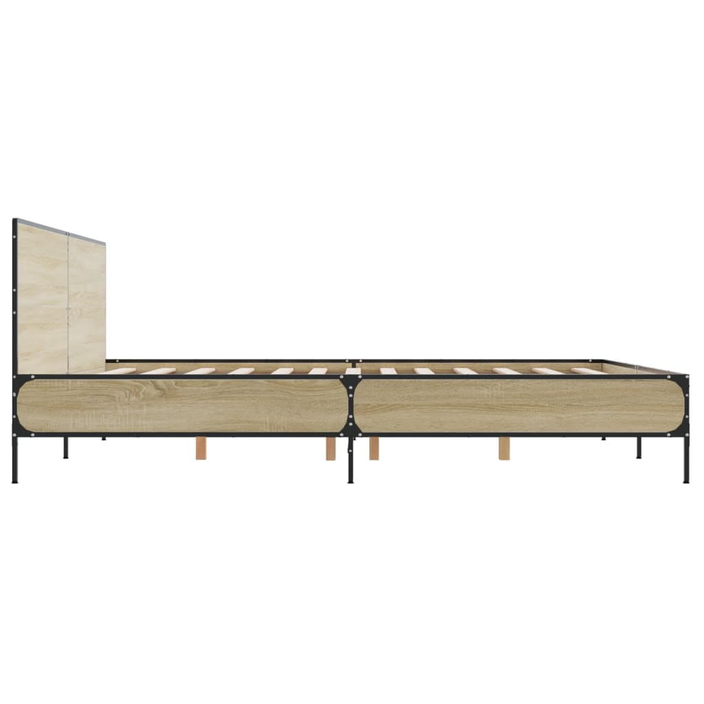 Okvir za krevet boja hrasta 200x200cm konstruirano drvo i metal