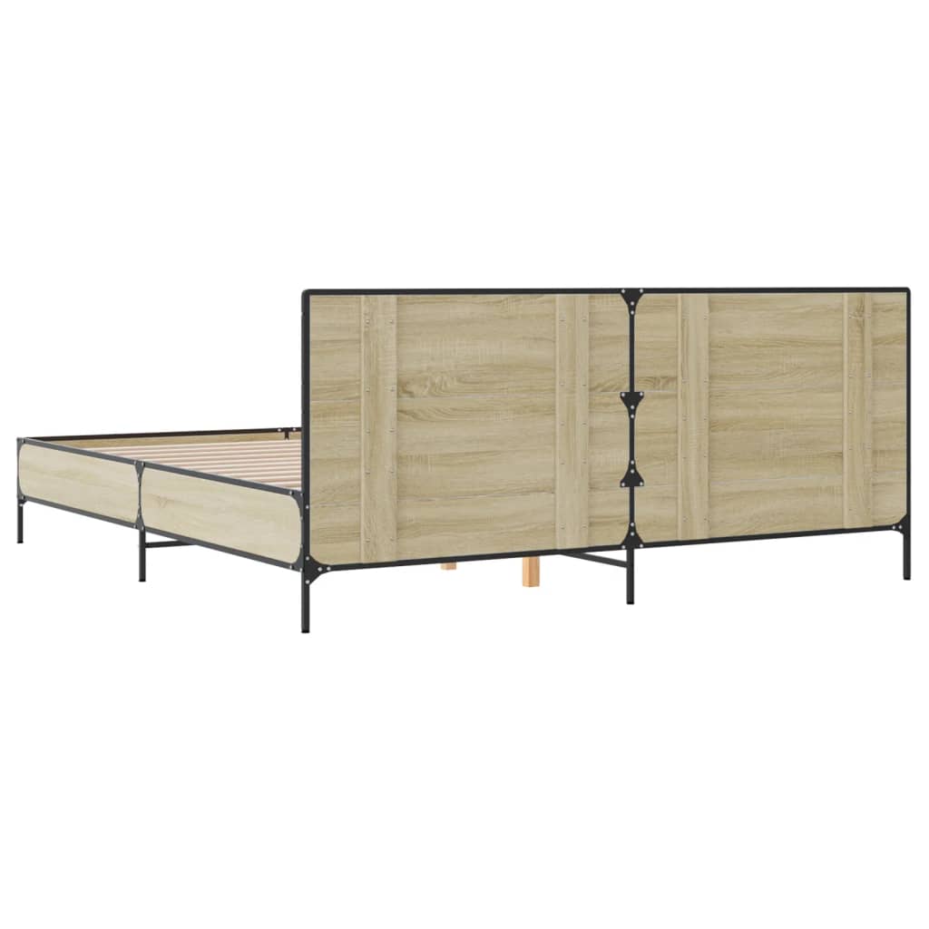Okvir za krevet boja hrasta 200x200cm konstruirano drvo i metal