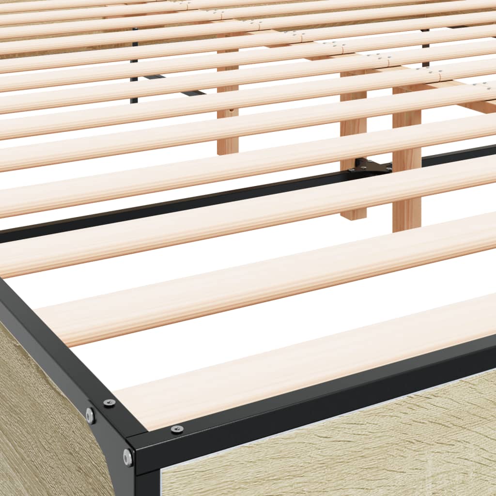 Okvir za krevet boja hrasta 200x200cm konstruirano drvo i metal