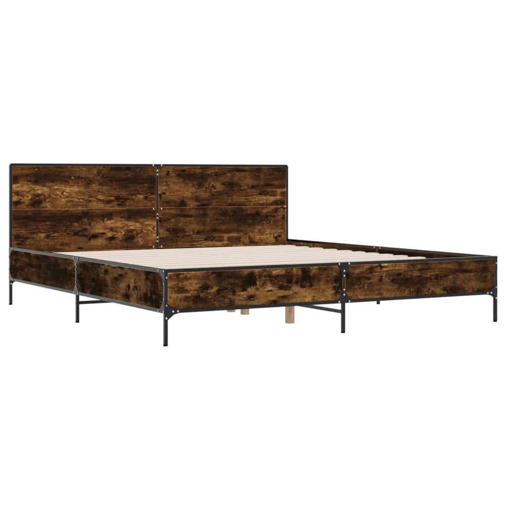 Okvir za krevet boja hrasta 200x200cm konstruirano drvo i metal