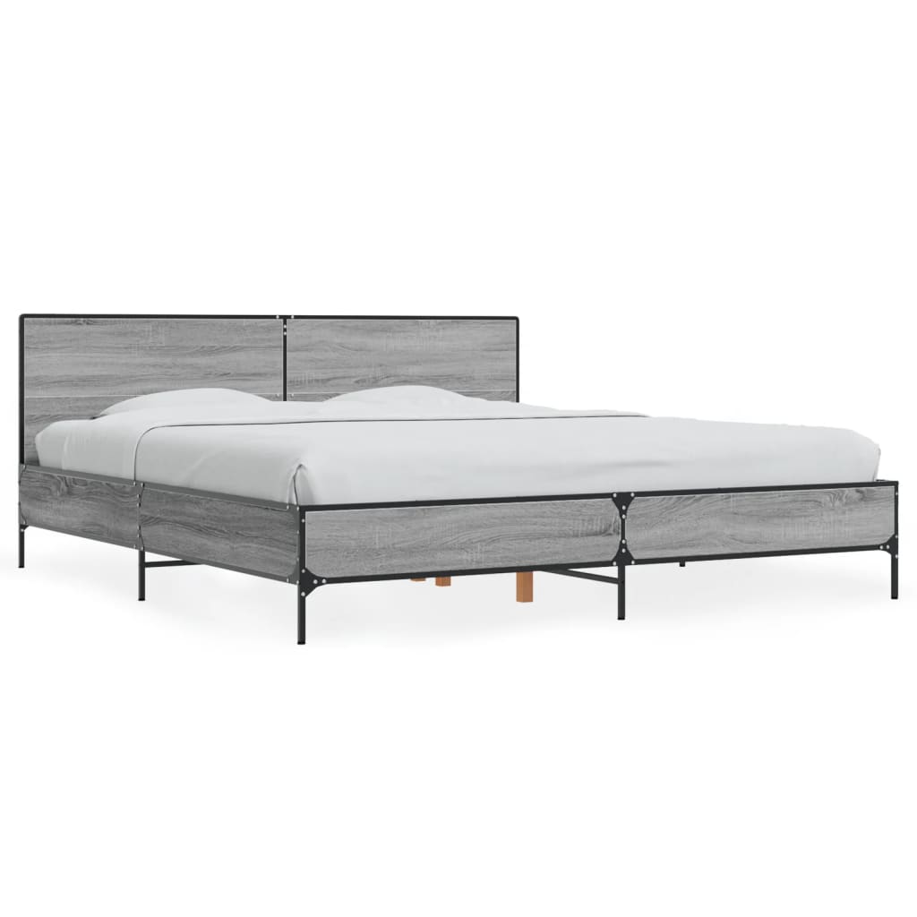Okvir za krevet boja hrasta 200x200cm konstruirano drvo i metal