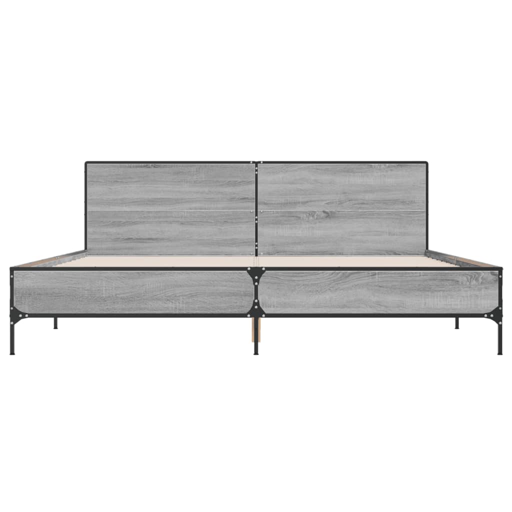 Okvir za krevet boja hrasta 200x200cm konstruirano drvo i metal
