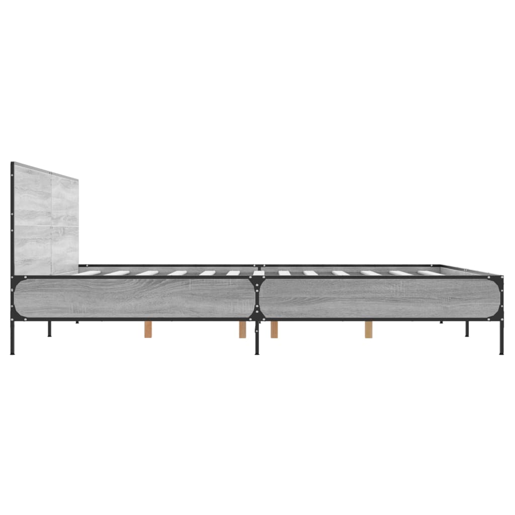 Okvir za krevet boja hrasta 200x200cm konstruirano drvo i metal