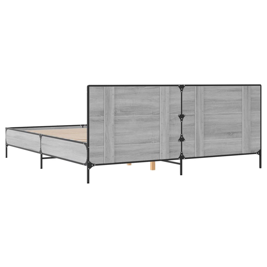 Okvir za krevet boja hrasta 200x200cm konstruirano drvo i metal