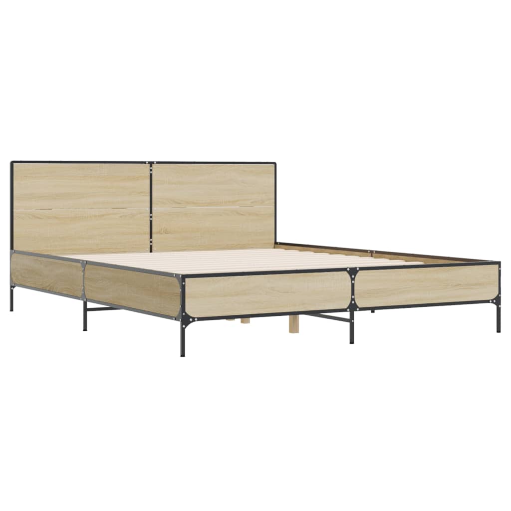 Okvir za krevet boja hrasta 120x190cm konstruirano drvo i metal
