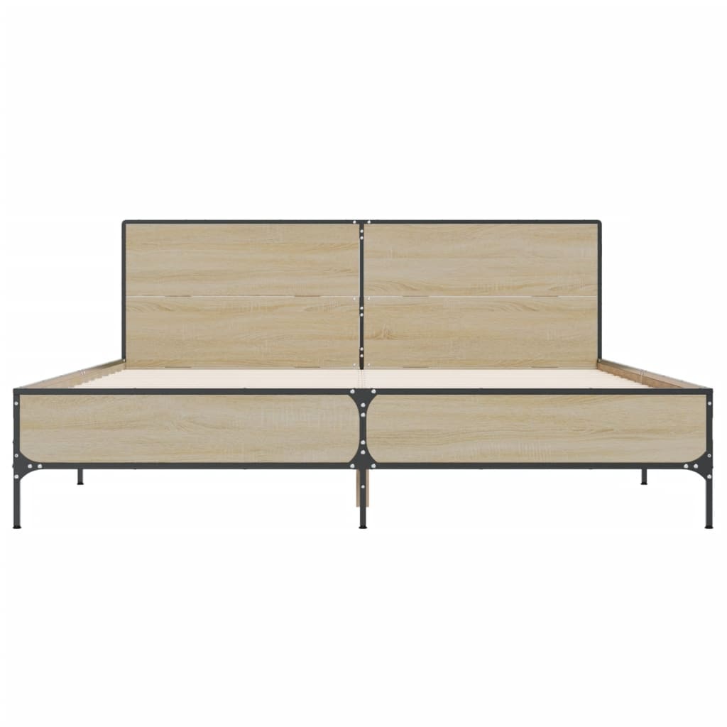 Okvir za krevet boja hrasta 120x190cm konstruirano drvo i metal