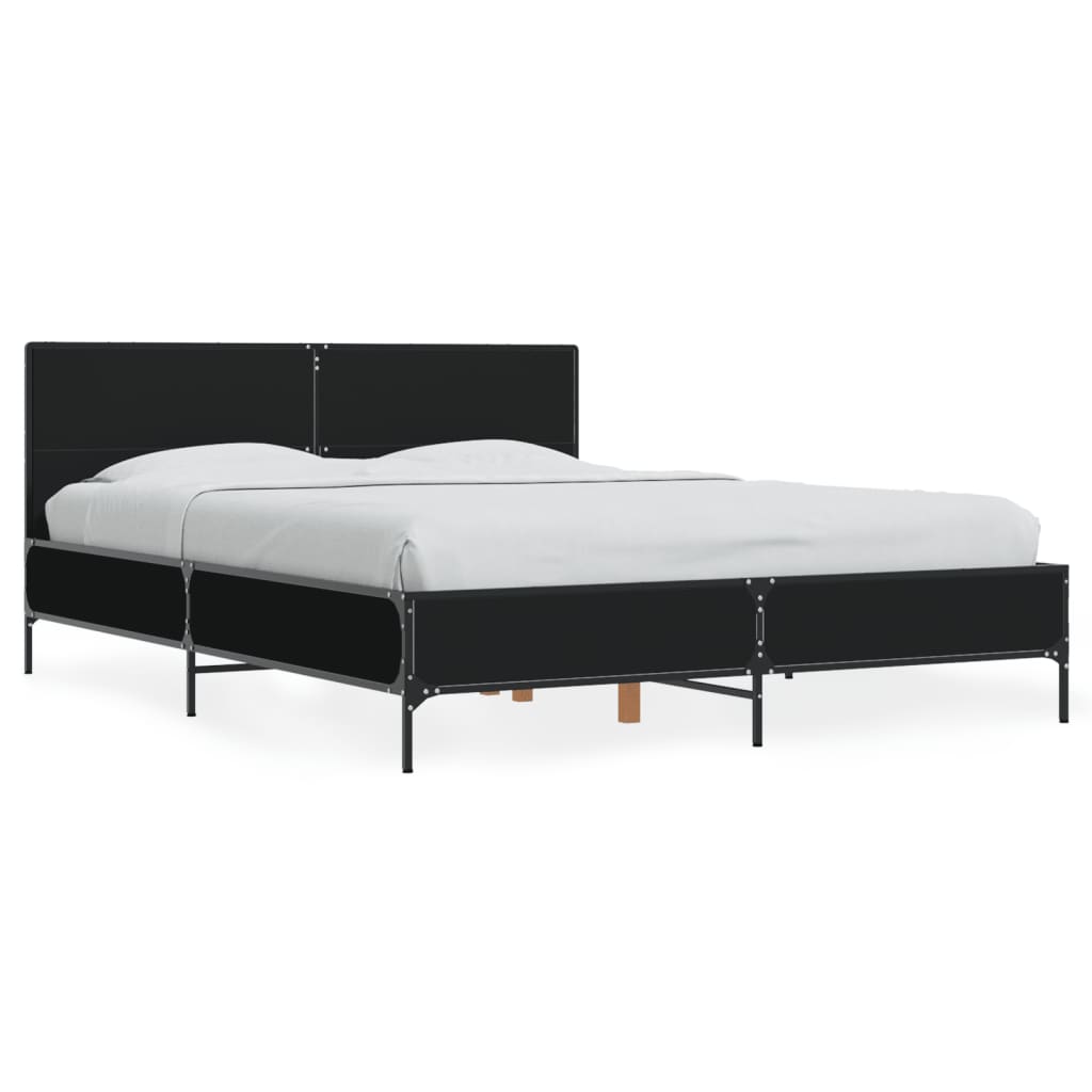 Okvir za krevet crni 135x190 cm konstruirano drvo i metal