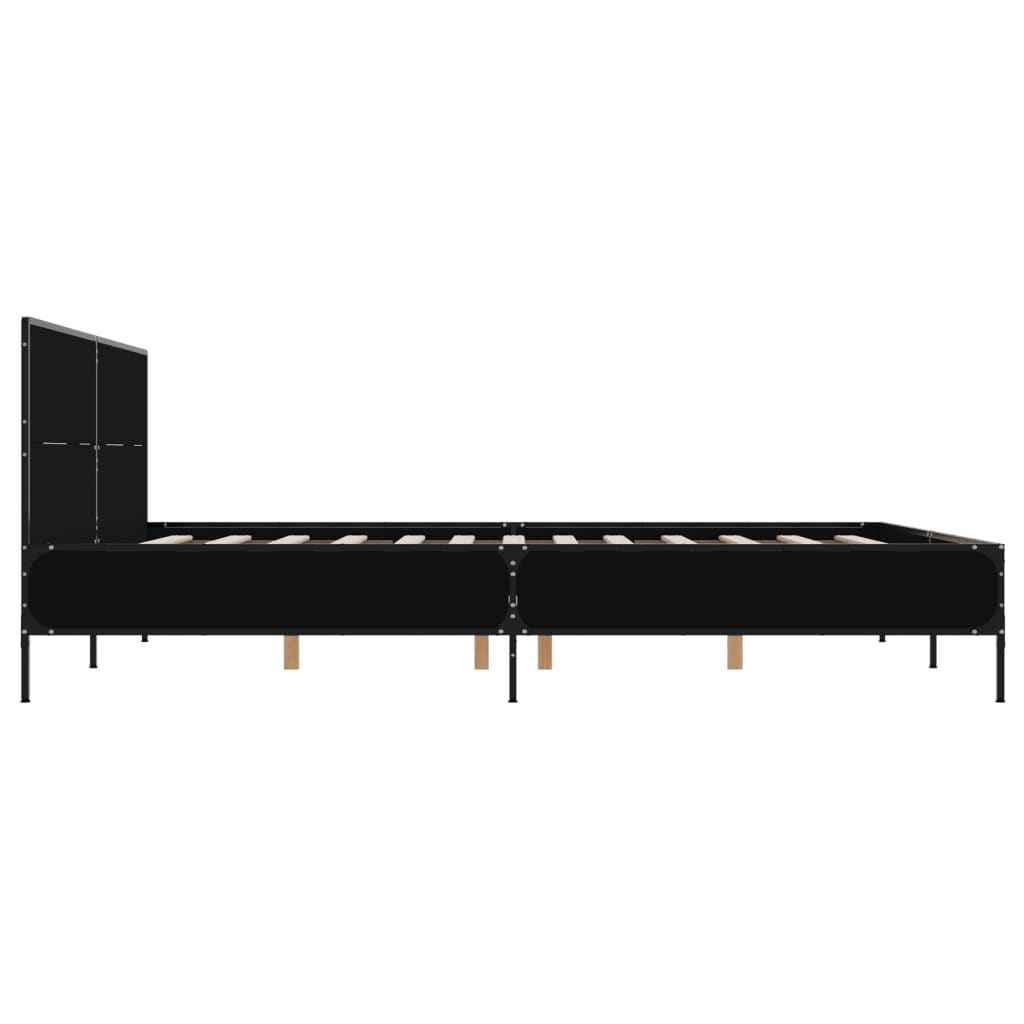 Okvir za krevet crni 135x190 cm konstruirano drvo i metal