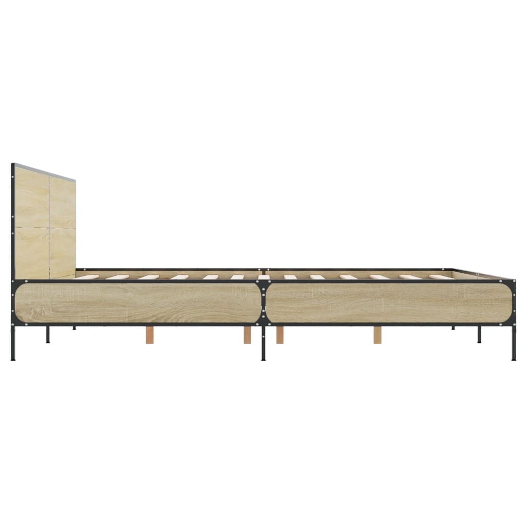 Okvir za krevet boja hrasta 135x190cm konstruirano drvo i metal