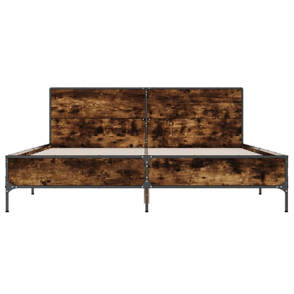 Okvir za krevet boja hrasta 135x190cm konstruirano drvo i metal