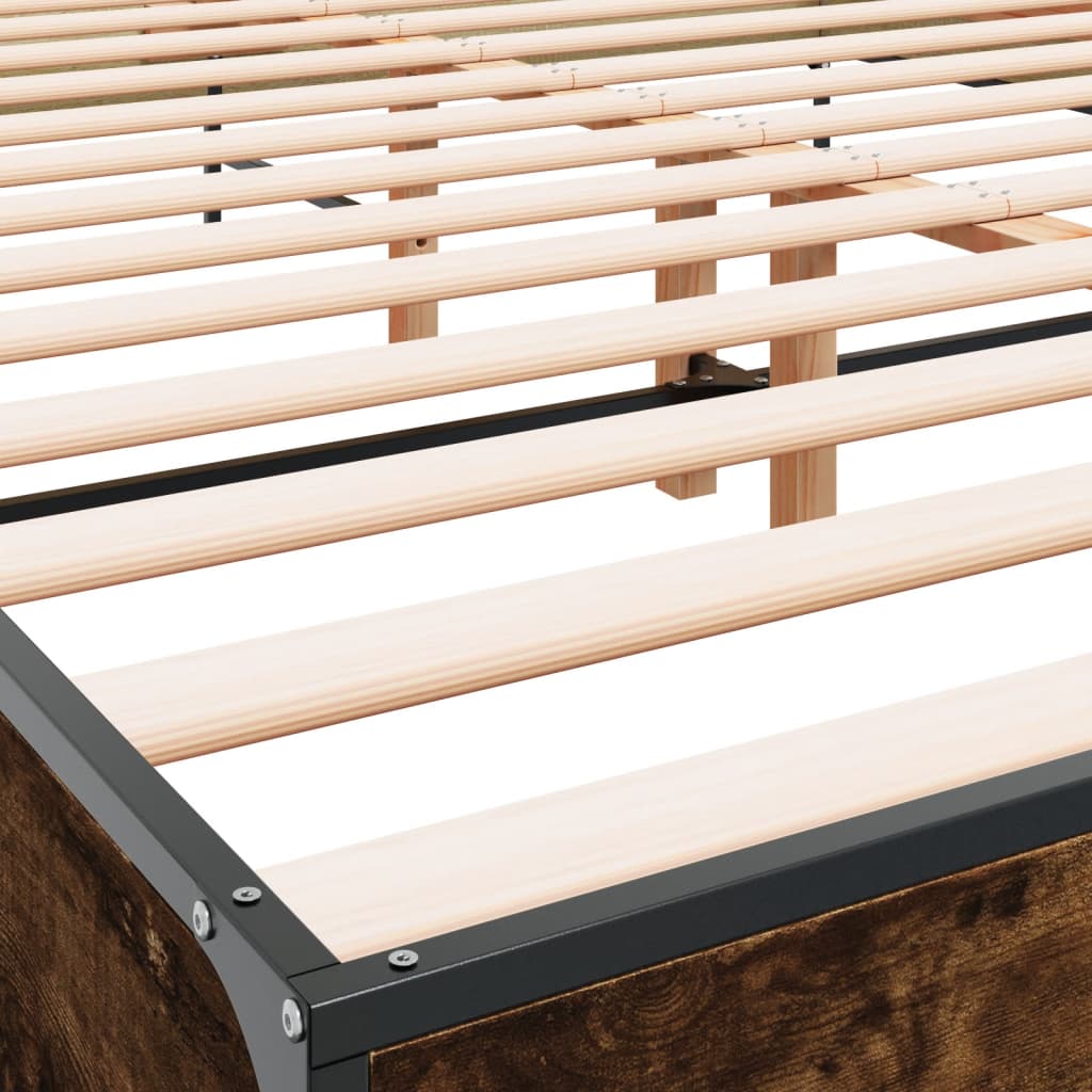 Okvir za krevet boja hrasta 135x190cm konstruirano drvo i metal