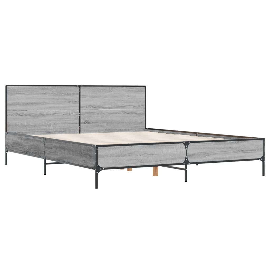 Okvir kreveta boja hrasta 135x190cm konstruirano drvo i metal