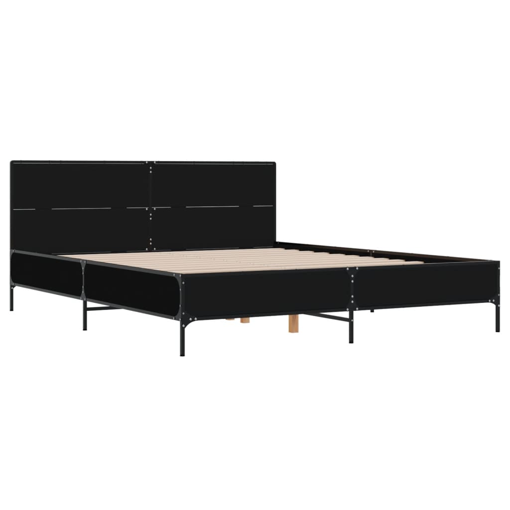 Okvir za krevet crni 140x190 cm konstruirano drvo i metal