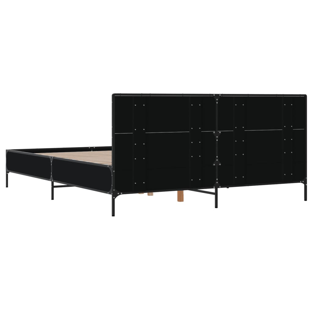 Okvir za krevet crni 140x190 cm konstruirano drvo i metal