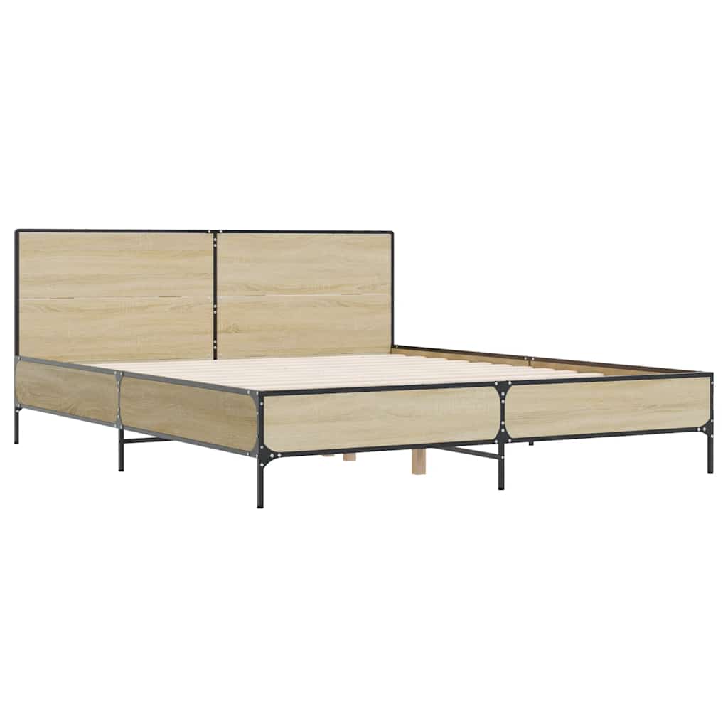 Okvir za krevet boja hrasta 140x190cm konstruirano drvo i metal