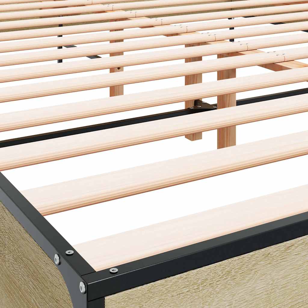Okvir za krevet boja hrasta 140x190cm konstruirano drvo i metal