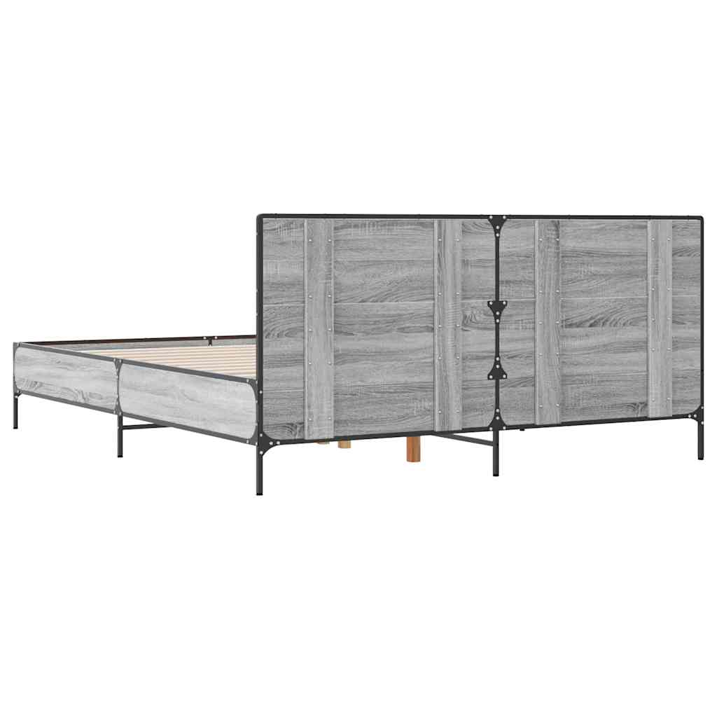 Okvir za krevet boja hrasta 140x190cm konstruirano drvo i metal