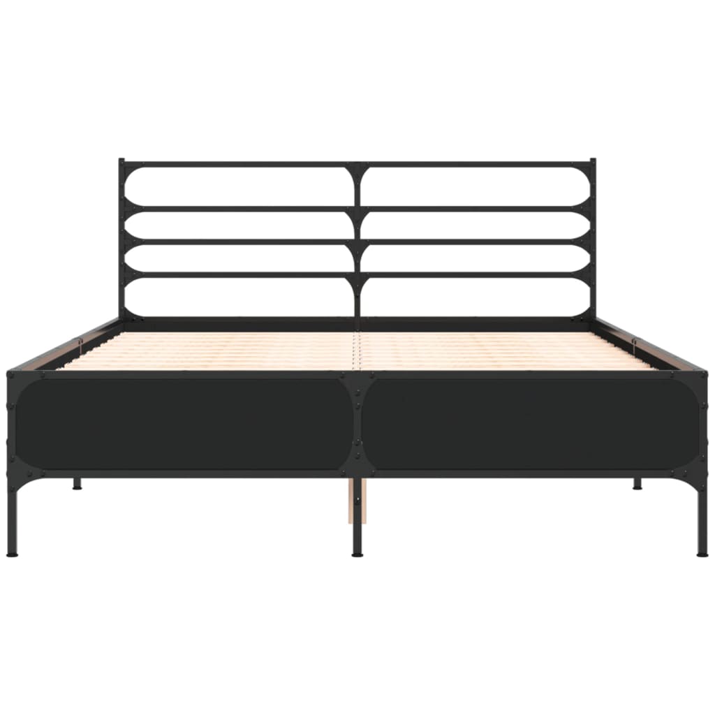 Okvir kreveta crni 120 x 200 cm od konstruiranog drvo i metal