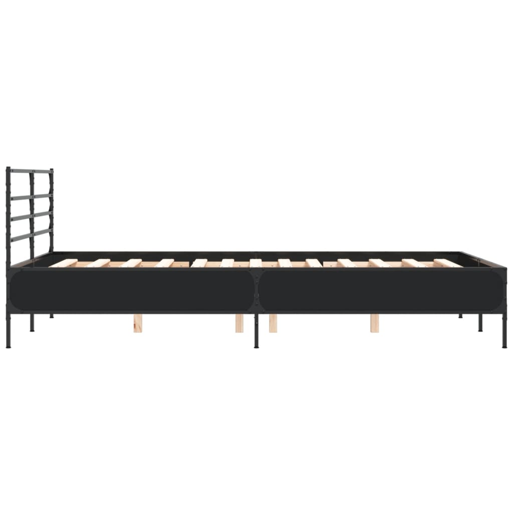 Okvir kreveta crni 140 x 200 cm od konstruiranog drva i metala