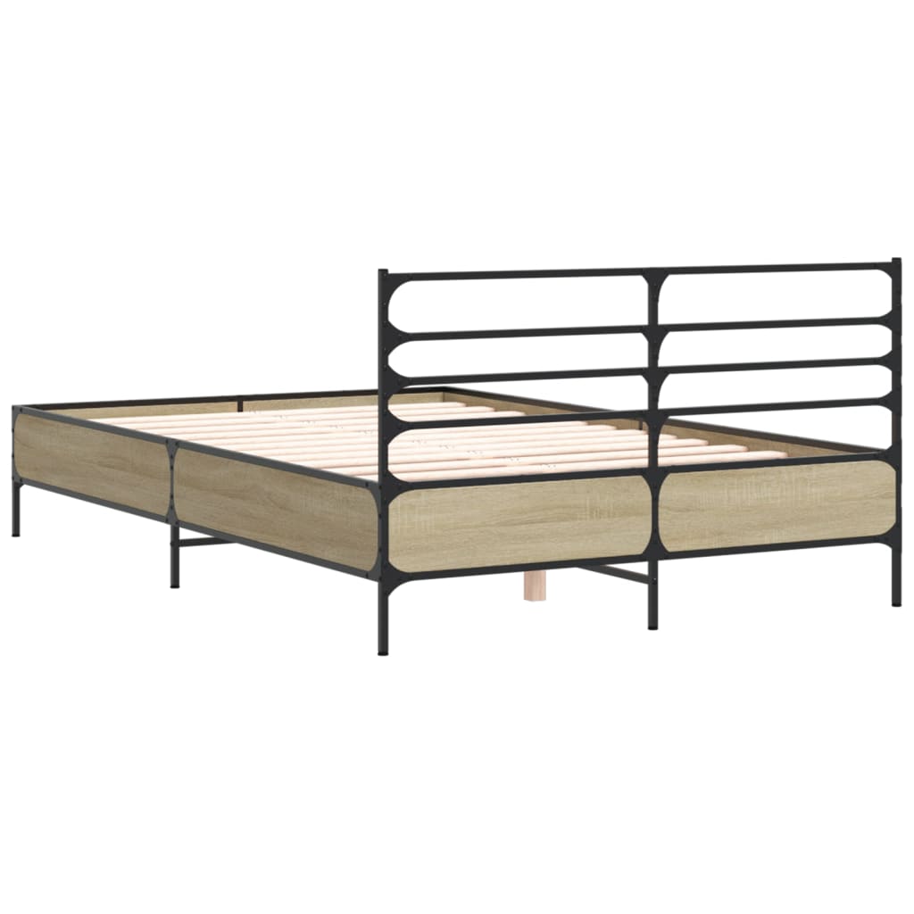 Okvir za krevet boja hrasta 140x200cm konstruirano drvo i metal