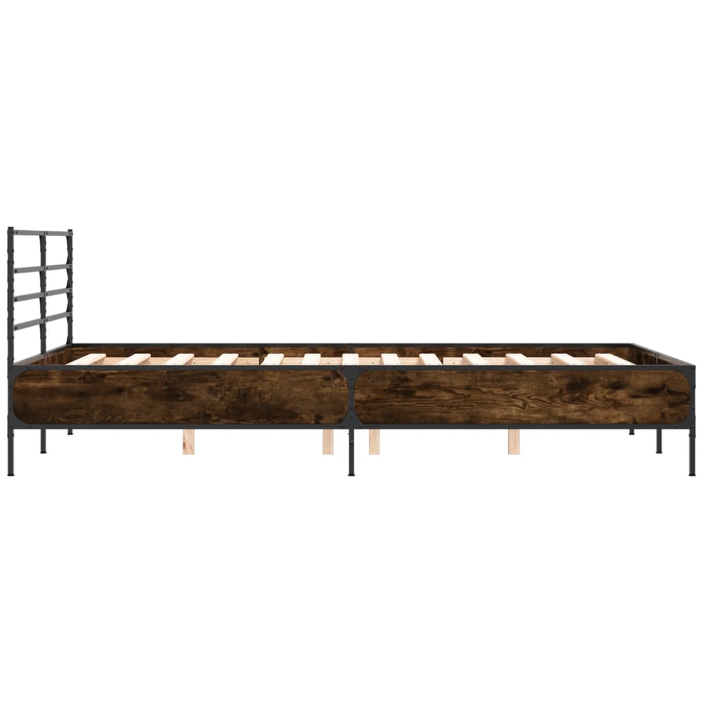 Okvir kreveta smeđi hrast 140x200cm konstruirano drvo i metal