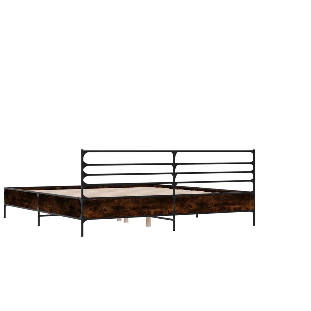 Okvir kreveta smeđi hrast 140x200cm konstruirano drvo i metal