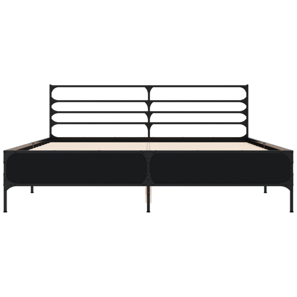 Okvir za krevet crni 150x200 cm konstruirano drvo i metal
