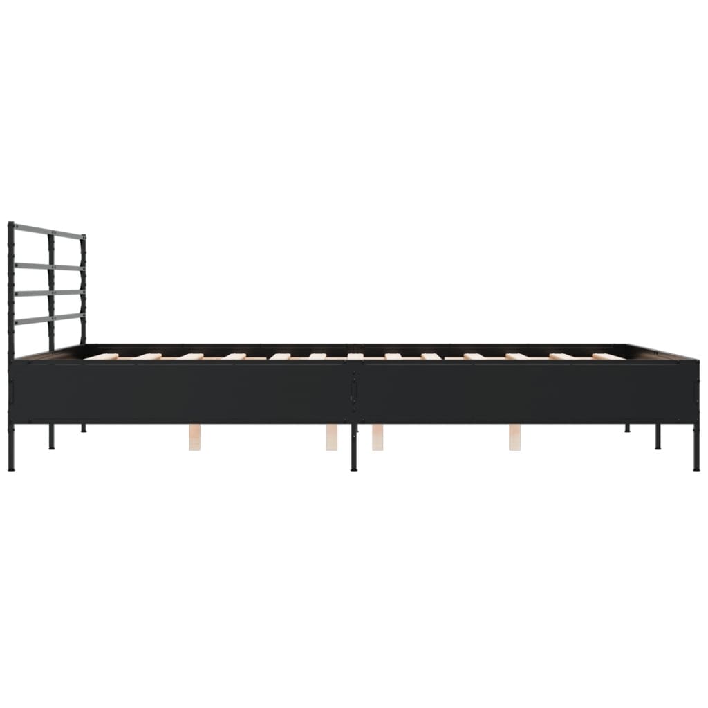 Okvir za krevet crni 150x200 cm konstruirano drvo i metal