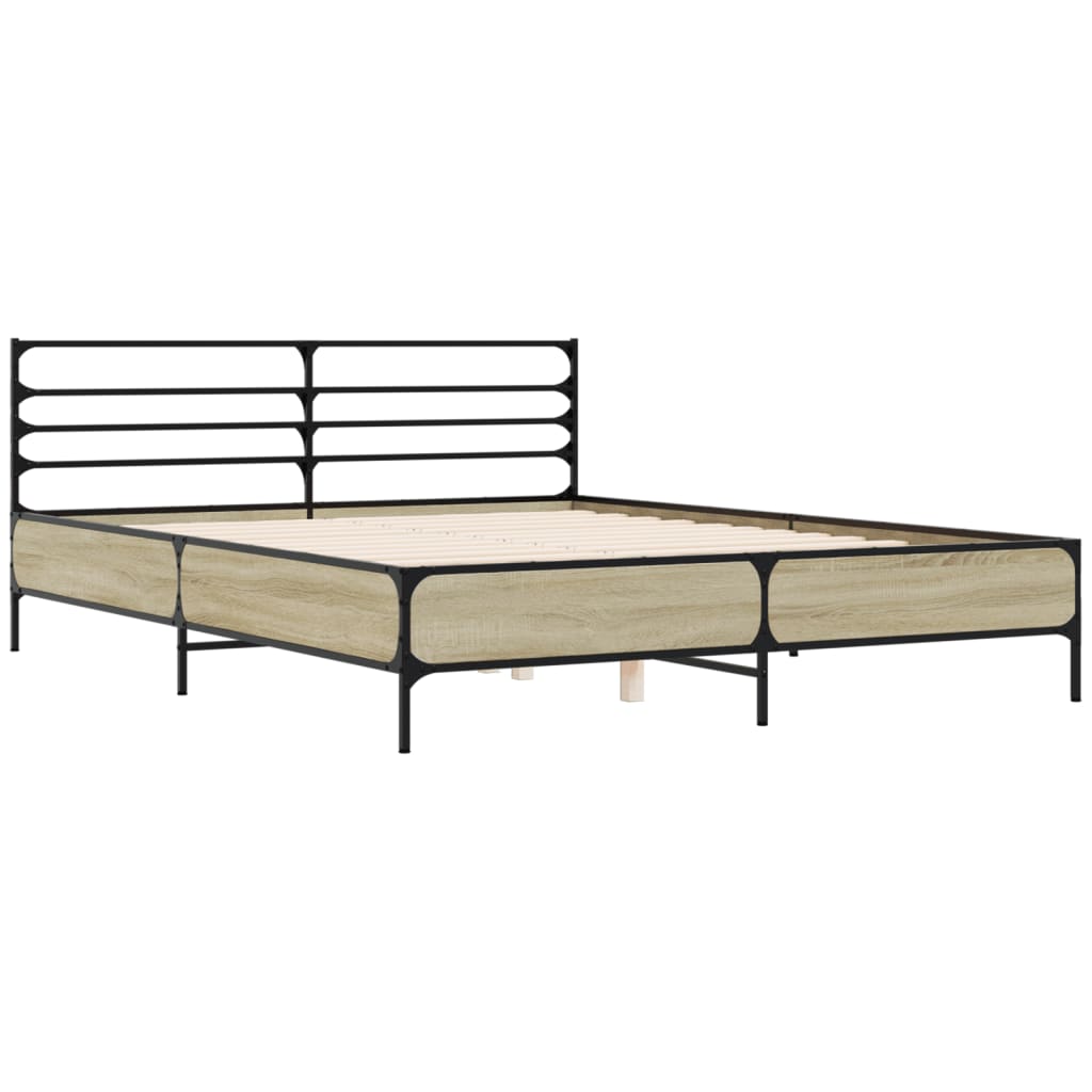Okvir za krevet boja hrasta 150x200cm konstruirano drvo i metal