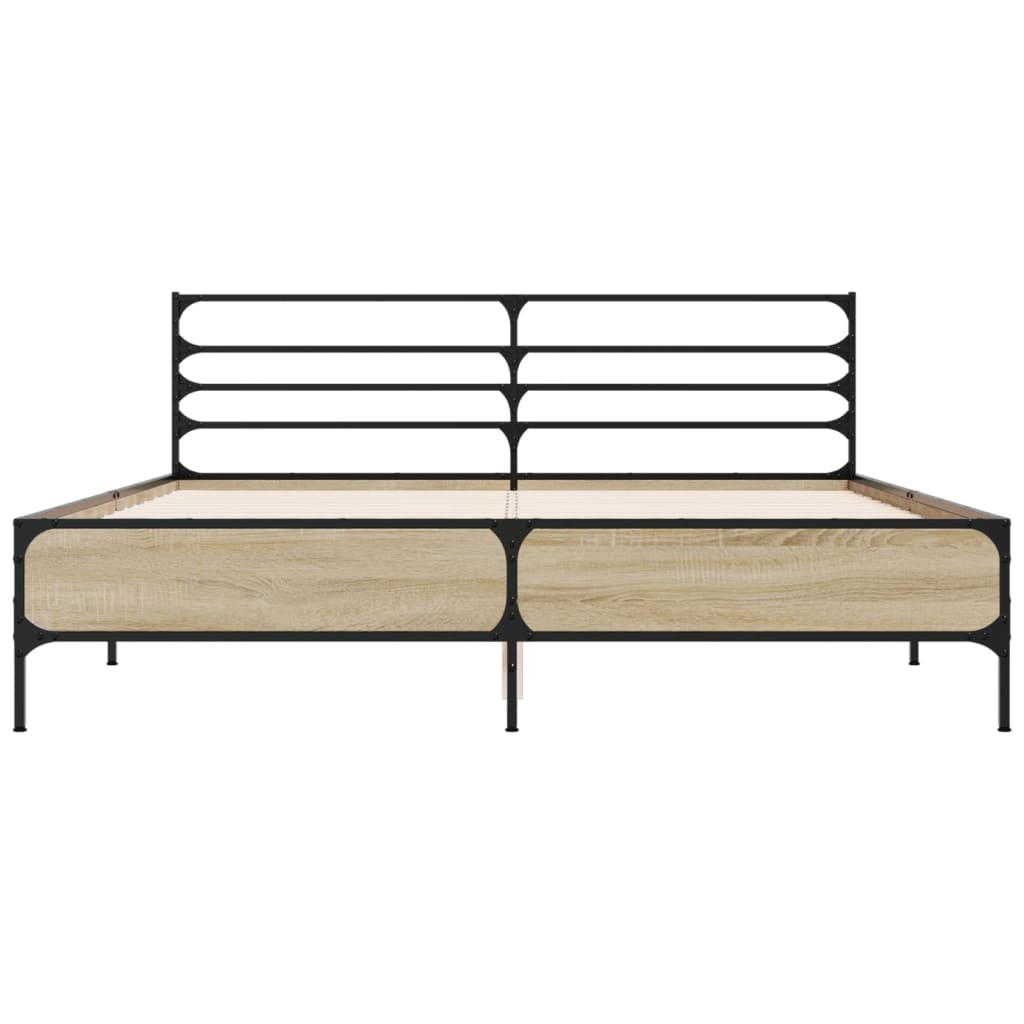 Okvir za krevet boja hrasta 150x200cm konstruirano drvo i metal