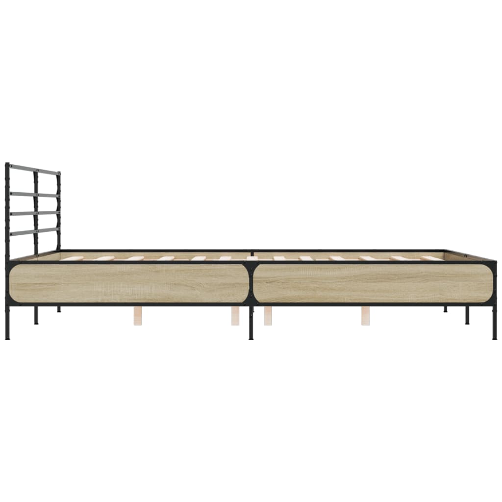 Okvir za krevet boja hrasta 150x200cm konstruirano drvo i metal