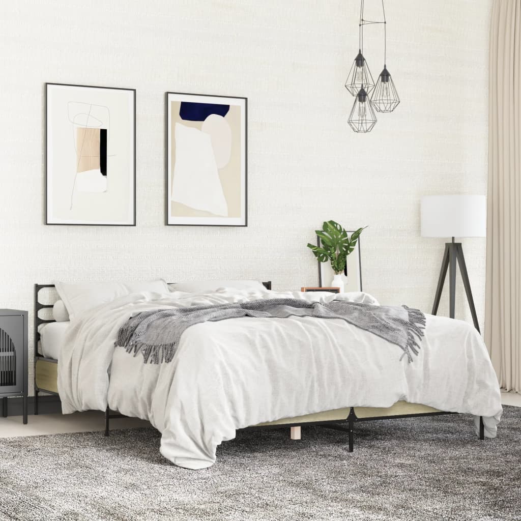 Okvir za krevet boja hrasta 150x200cm konstruirano drvo i metal