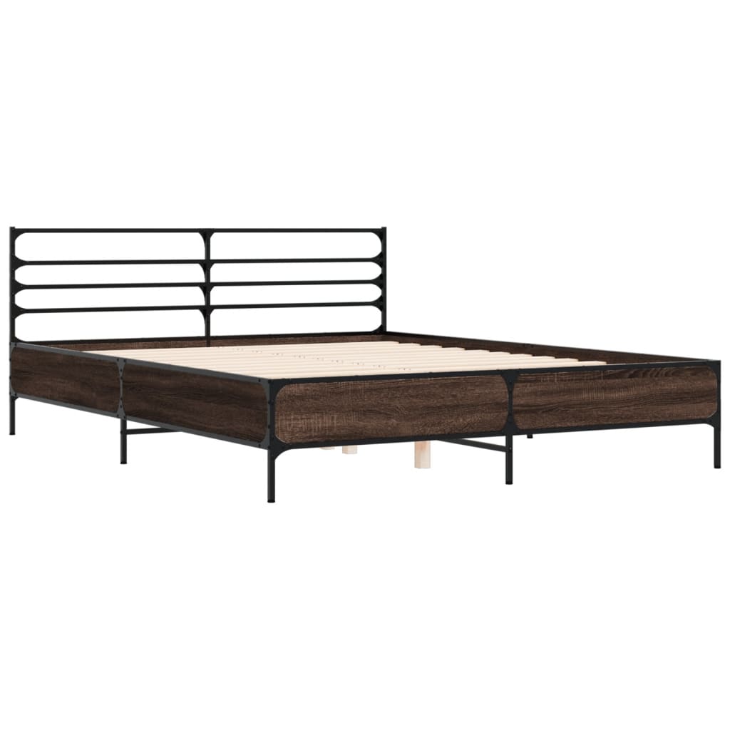 Okvir za krevet boja hrasta 150x200cm konstruirano drvo i metal