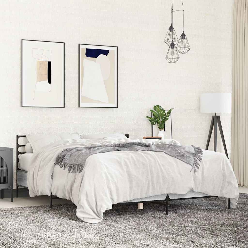 Okvir za krevet boja hrasta 150x200cm konstruirano drvo i metal