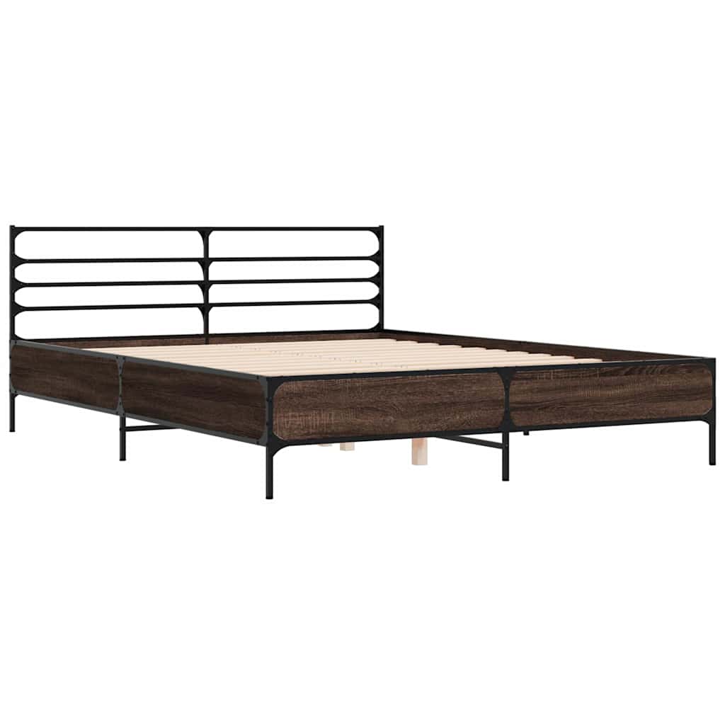 Okvir za krevet smeđi hrast 150x200cm konstruirano drvo i metal