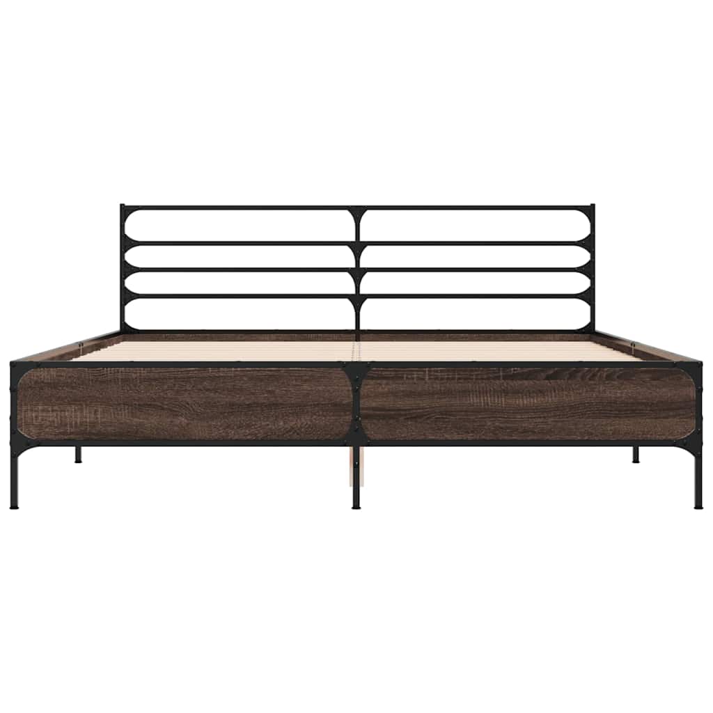 Okvir za krevet smeđi hrast 150x200cm konstruirano drvo i metal