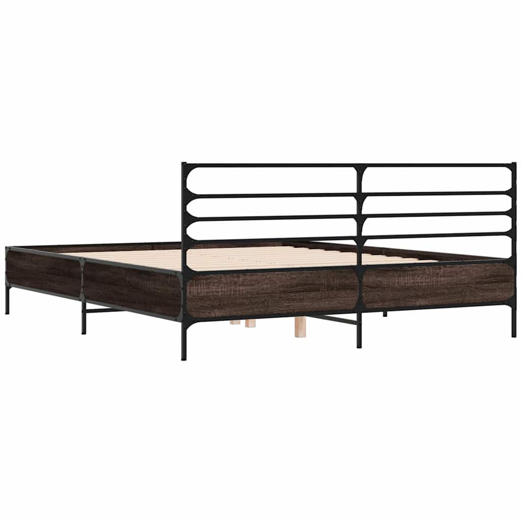Okvir za krevet smeđi hrast 150x200cm konstruirano drvo i metal