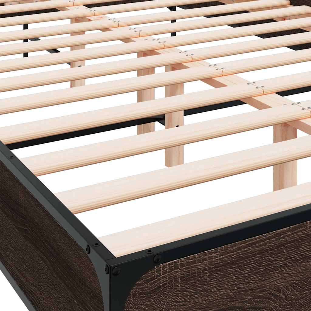 Okvir za krevet smeđi hrast 150x200cm konstruirano drvo i metal