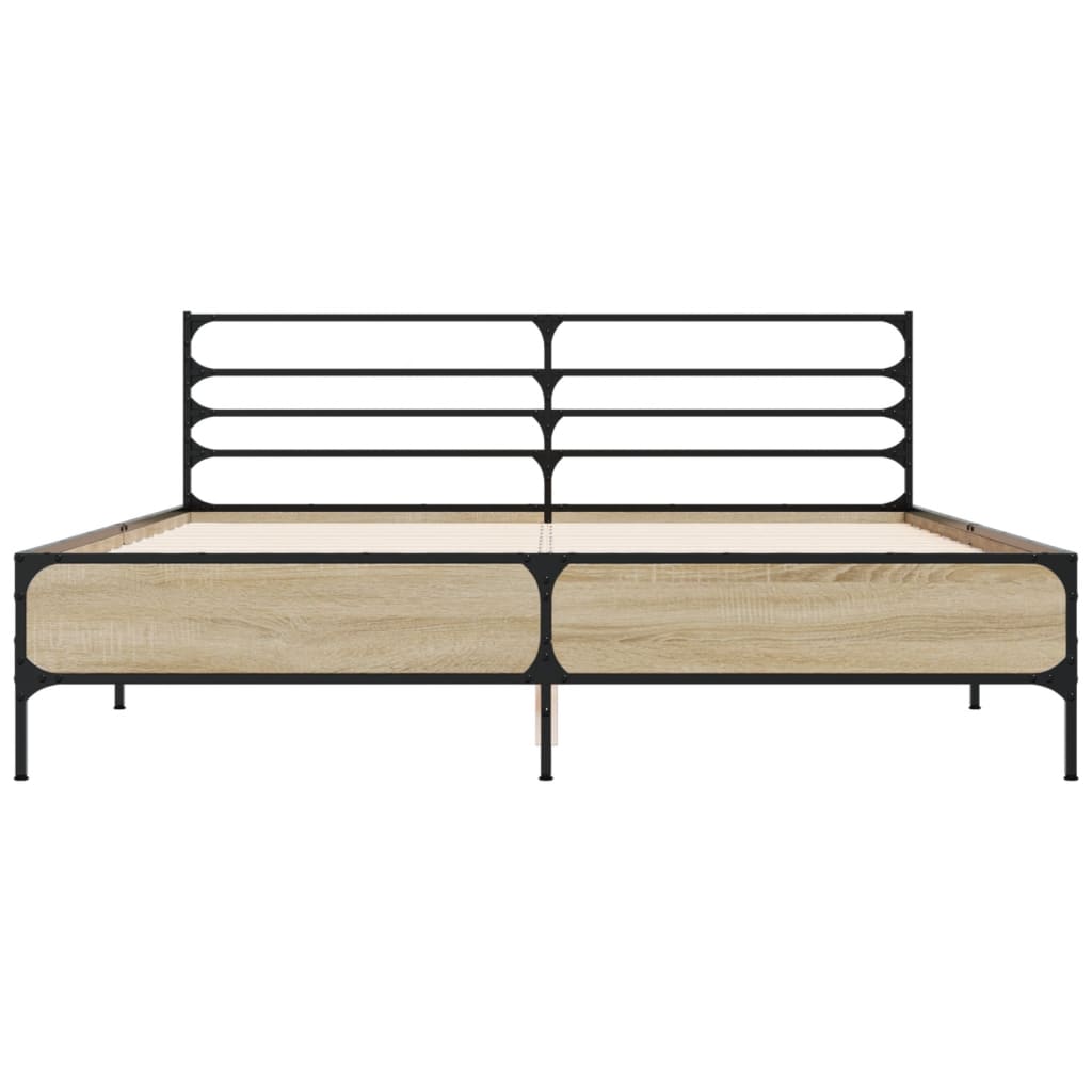 Okvir za krevet boja hrasta 160x200 cm konstruiran drvo i metal
